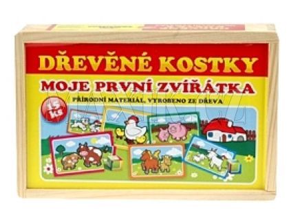 Teddies Dřevěné kostky Kubus - Moje první zvířátka