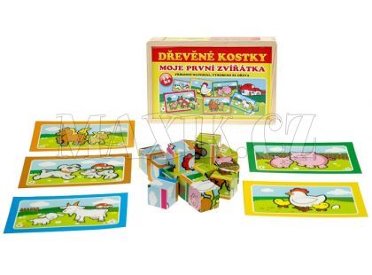 Teddies Dřevěné kostky Kubus - Moje první zvířátka