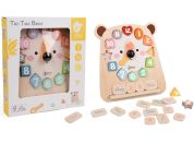 Teddies Hodiny medvěd výukové vkládačka dřevěné v krabici 26x29x5cm 24m+