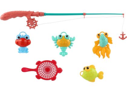 Teddies Hra ryby rybář s prutem 45cm plast 4 barvy na kartě 17x58cm