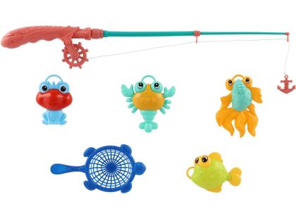 Teddies Hra ryby rybář s prutem 45cm plast 4 barvy na kartě 17x58cm