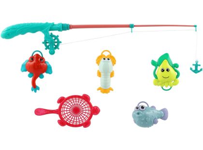 Teddies Hra ryby rybář s prutem 45cm plast 4 barvy na kartě 17x58cm