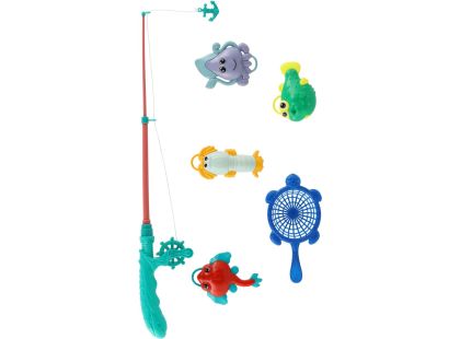 Teddies Hra ryby rybář s prutem 45cm plast 4 barvy na kartě 17x58cm