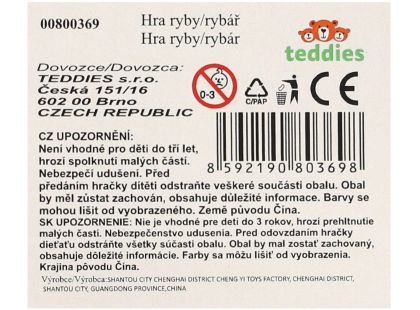 Teddies Hra ryby rybář s prutem 45cm plast 4 barvy na kartě 17x58cm