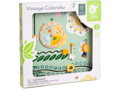 Teddies Kalendář dřevěný v anglickém jazyce v krabici 31x31x5cm