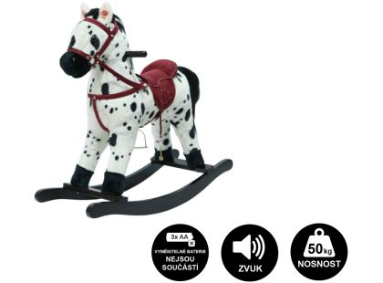 Teddies Kůň houpací bíločerný plyš 71cm