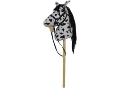 Teddies Kůň na tyči plyš 70cm na baterie se zvukem bílo-černý (Appaloosa) v sáčku