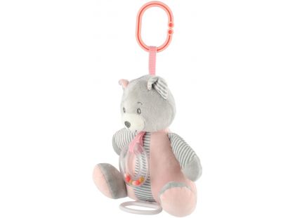 Teddies Medvěd natahovací hrací strojek plyš 18 x 17 cm růžový
