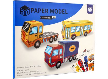 Teddies Modely 3D papírové auta 8 ks v sáčku