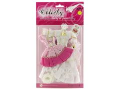 Teddies Oblečky na panenky 2ks s doplňky růžové šaty-dlouhé bílé šaty