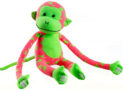 Teddies Plyšová opice svítící ve tmě růžovo zelená 33 cm