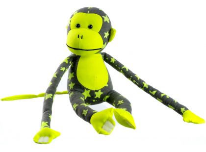 Teddies Plyšová opice svítící ve tmě šedo žlutá 33 cm