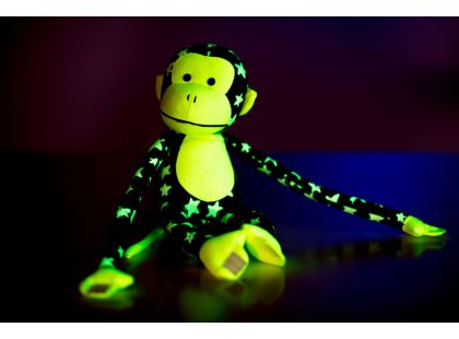 Teddies Plyšová opice svítící ve tmě šedo žlutá 33 cm