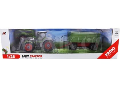 Teddies RC Traktor s nakladačem a vlečkou 1:28