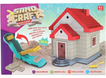 Teddies Stavebnice dům s pískem plast s doplňky v krabici 28x19x8cm