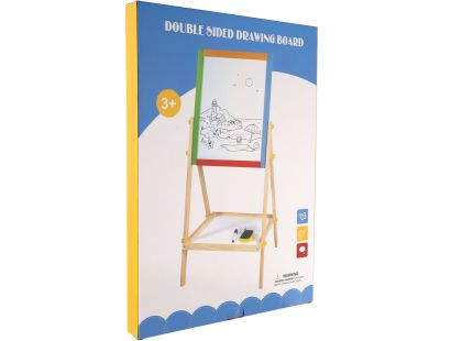 Teddies Tabule oboustranná magnetická dřevo černá-bílá 35x43cm s doplňky v krabici 44x63cm