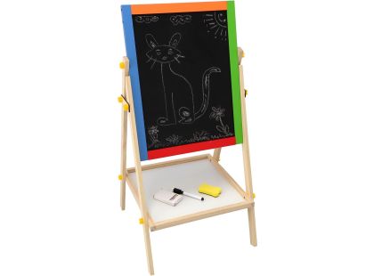 Teddies Tabule oboustranná magnetická dřevo černá-bílá 35x43cm s doplňky v krabici 44x63cm