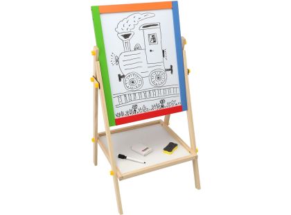 Teddies Tabule oboustranná magnetická dřevo černá-bílá 35x43cm s doplňky v krabici 44x63cm