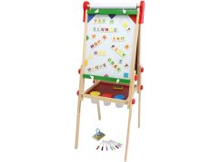 Teddies Tabule oboustranná magnetická dřevo černá-bílá 35x43cm s rolí papíru s doplňky v krabici 40x61cm