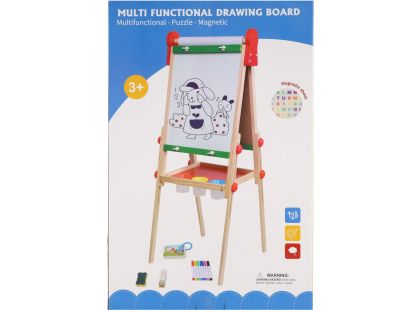 Teddies Tabule oboustranná magnetická dřevo černá-bílá 35x43cm s rolí papíru s doplňky v krabici 40x61cm