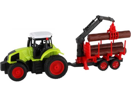 Teddies Traktor RC s vlekem na dřevo 38 cm 27 MHz s dobíjecím packem