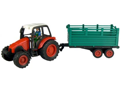 Teddies Traktor s vlečkou na setrvačník - Červená