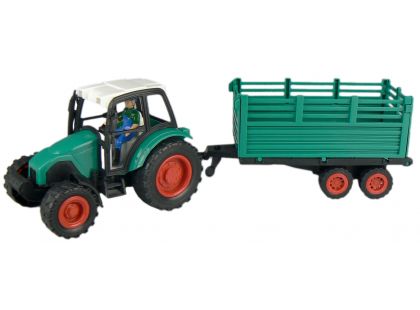 Teddies Traktor s vlečkou na setrvačník - Zelená