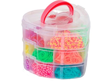 Teddies Udělej si svůj náramek - gumičky 2700ks + náčiní v plastové krabičce tvar srdce 16x13cm