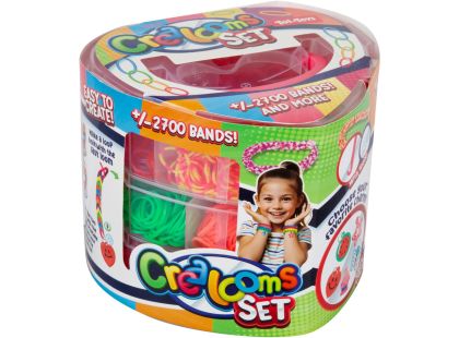 Teddies Udělej si svůj náramek - gumičky 2700ks + náčiní v plastové krabičce tvar srdce 16x13cm