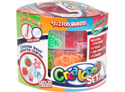 Teddies Udělej si svůj náramek - gumičky 2700ks + náčiní v plastové krabičce tvar srdce 16x13cm