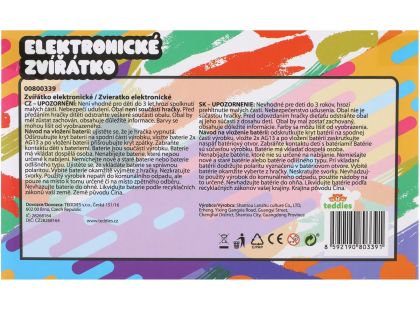 Teddies Zvířátko elektronické přívěsek plast 5x6cm na bat. 4 barvy se zvukem na kartě 12ks v boxu