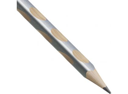 Tenká ergonomická grafitová tužka pro leváky STABILO EASYgraph S Metallic Edition stříbrná 2 ks HB