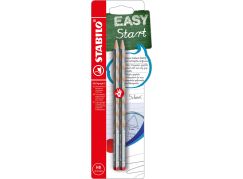 Tenká ergonomická grafitová tužka pro praváky STABILO EASYgraph S Metallic Edition stříbrná 2 ks HB