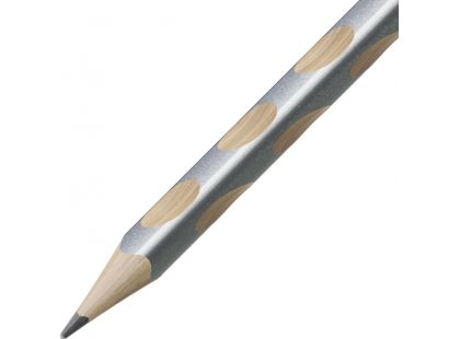 Tenká ergonomická grafitová tužka pro praváky STABILO EASYgraph S Metallic Edition stříbrná 2 ks HB