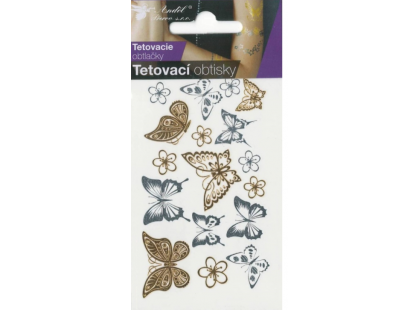 Anděl Tetovací obtisky zlaté a stříbrné 10,5 x 6 cm Motýli