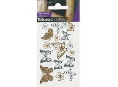 Tetovací obtisky zlaté a stříbrné 10,5x6 cm- motýli