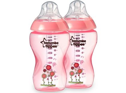 Tommee Tippee Kojenecká láhev s obrázky 2x340ml - Růžová Tommee Tippee Kojenecká láhev s obrázky 2x340ml - Růžová
