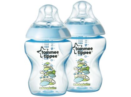 Tommee Tippee Kojenecká láhev s obrázky C2N 2x260ml - Modrá Tommee Tippee Kojenecká láhev s obrázky C2N 2x260ml - Modrá