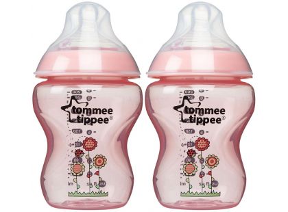 Tommee Tippee Kojenecká láhev s obrázky C2N 2x260ml - Růžová Tommee Tippee Kojenecká láhev s obrázky C2N 2x260ml - Růžová