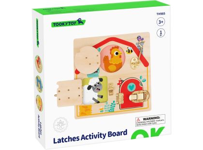 Tooky Toy Dřevěná deska hrací domeček - Aktivity Board se zámečky