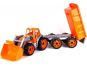 Traktor-nakladač-bagr s vlekem se lžící plast na volný chod oranžová vlečka 3