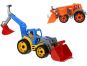 Traktor-nakladač-bagr se 2 lžícemi plast na volný chod modrý 2