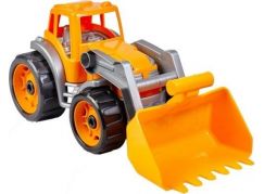 Traktor-nakladač-bagr se lžící plast na volný chod oranžový