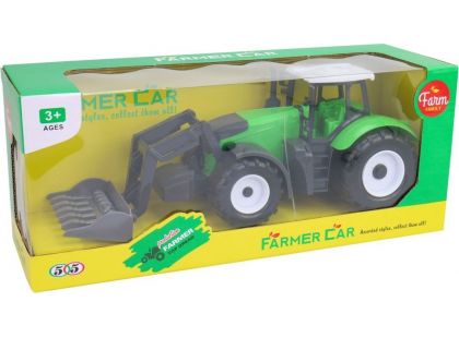 Traktor s pracovním nástrojem na setrvačník zelený