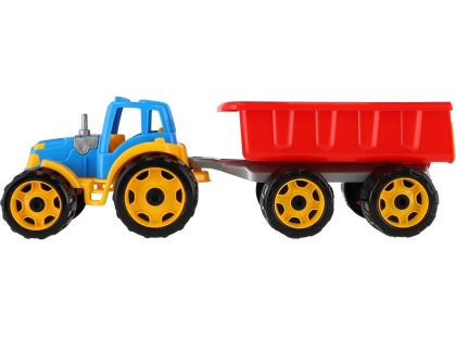 Traktor s vlekem plast 53 cm na volný chod 2 barvy v síťce