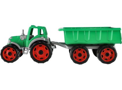 Traktor s vlekem plast 53 cm na volný chod 2 barvy v síťce