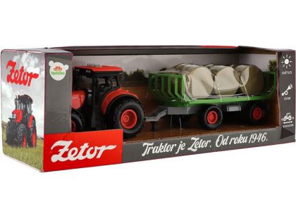 Traktor Zetor s vlekem a balíky plast 36 cm na setrvačník se světlem a zvukem