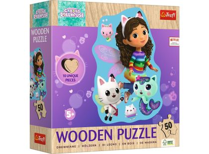 Trefl Dřevěné Puzzle 50 dílků Gabinin kouzelný domeček