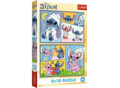Trefl Puzzle Se Stitchem není nuda 2v1 2x70 dílků