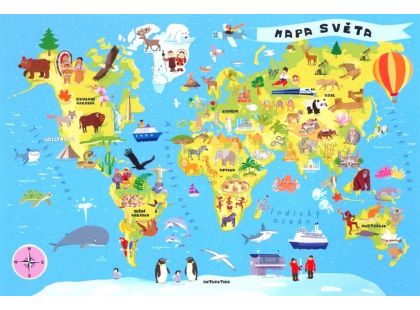 Trefl Vzdělávací puzzle mapa světa 100 dílků